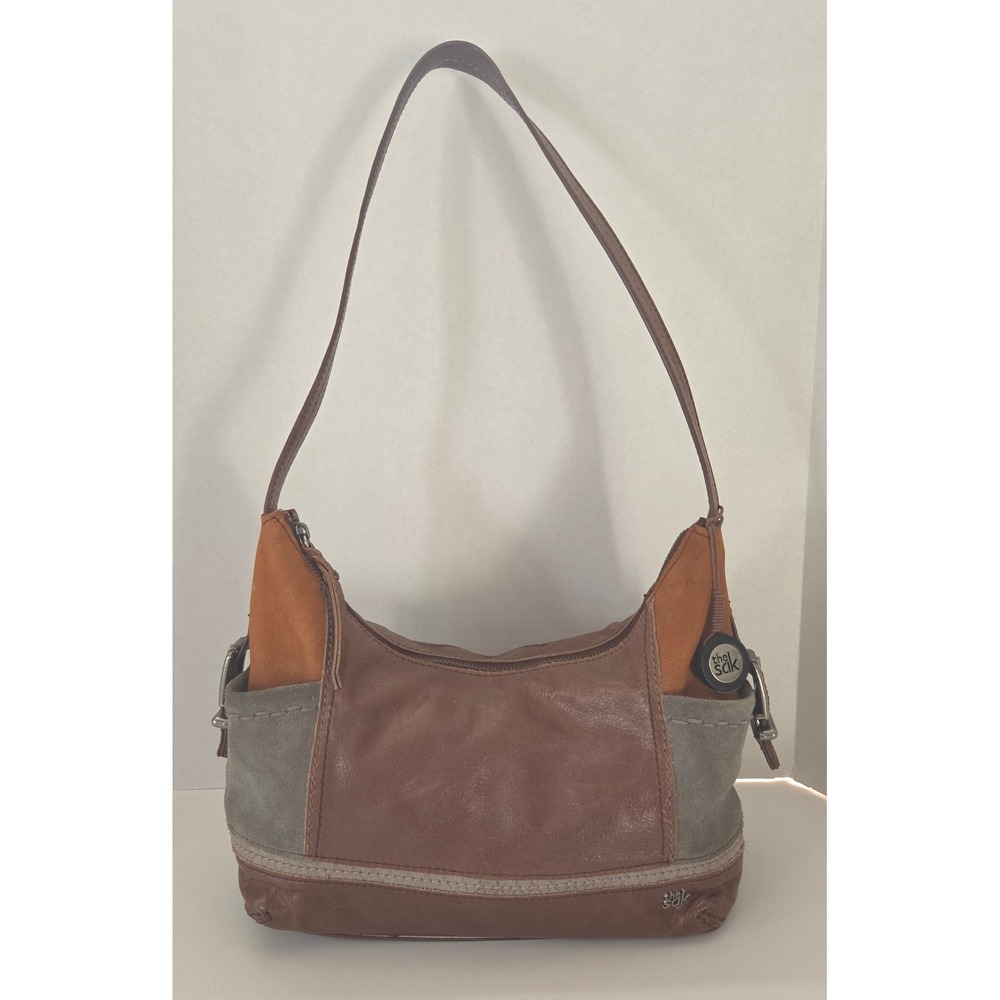 The Sak Kendra Patchwork Leather Suede Satchel Shoulder Bag Three-Tone Y2K Boho